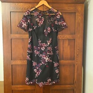 White House Black Market Floral Overlay Dress Size 2